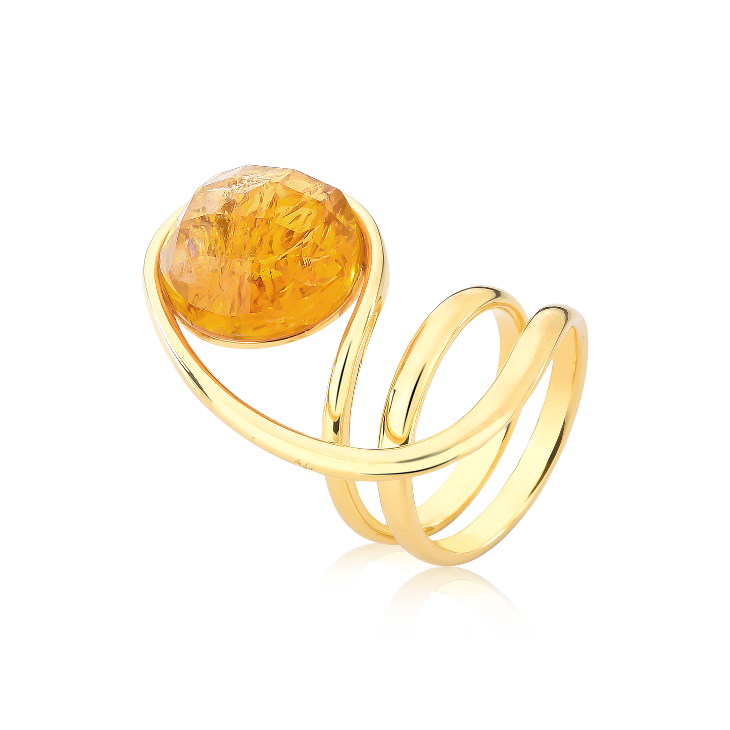 Anel Citrino Espiral