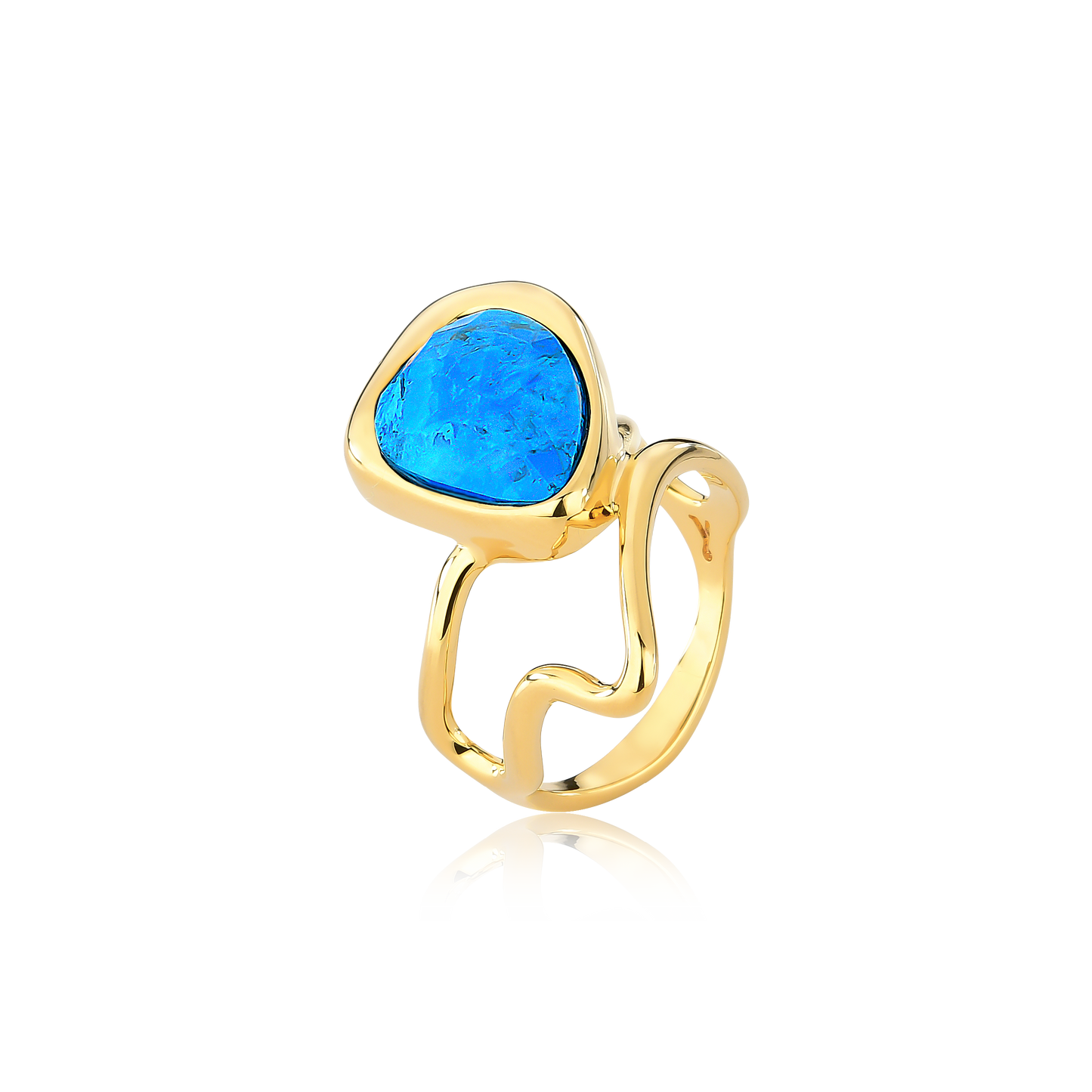 Anel Hawlita Turquesa Ouro