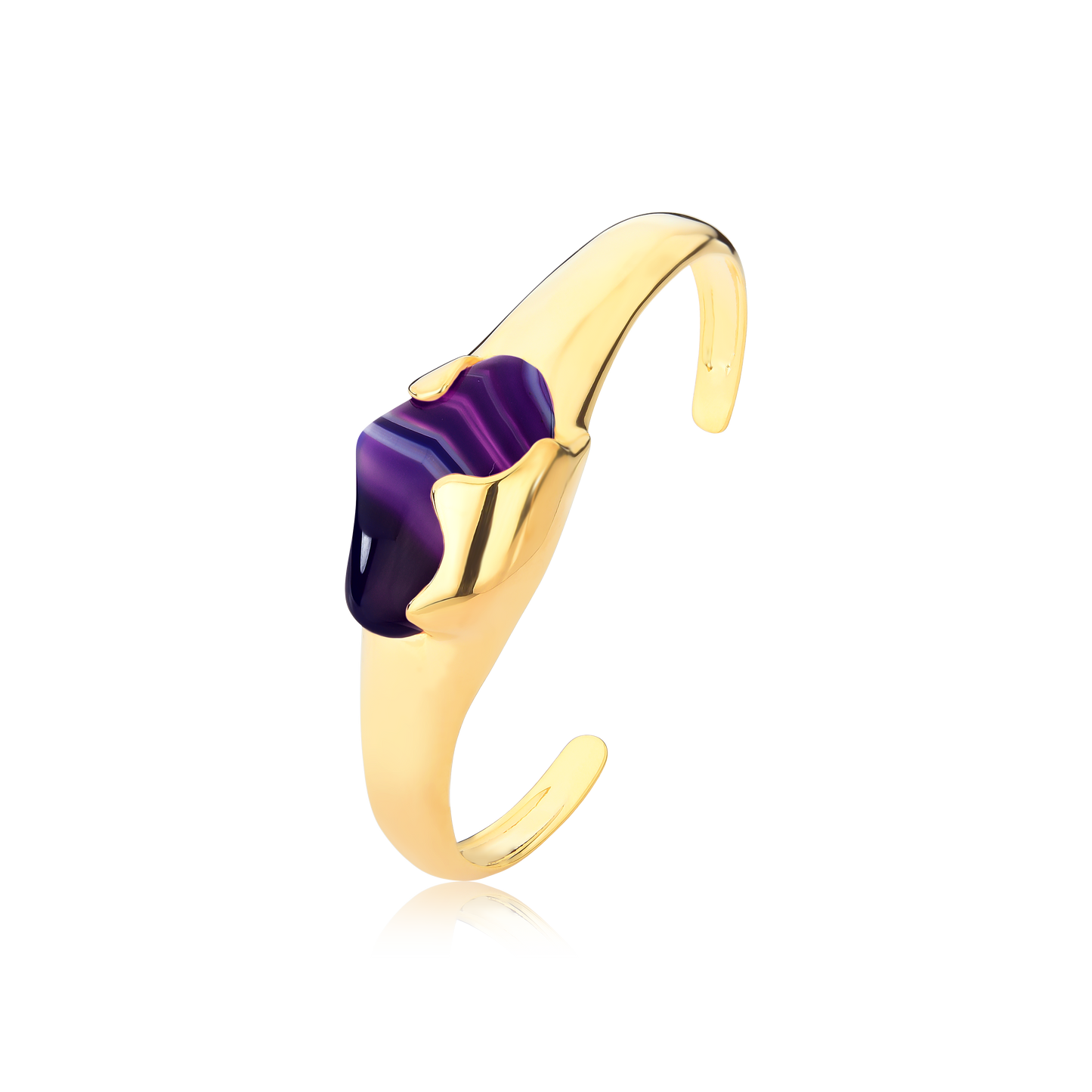 Bracelete Agata Roxa Ouro