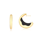 Argola Obsidiana Ouro