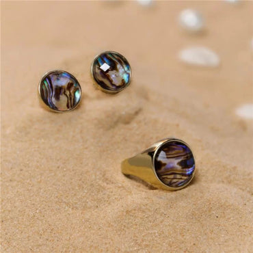 Anel Coragem Abalone Dourado