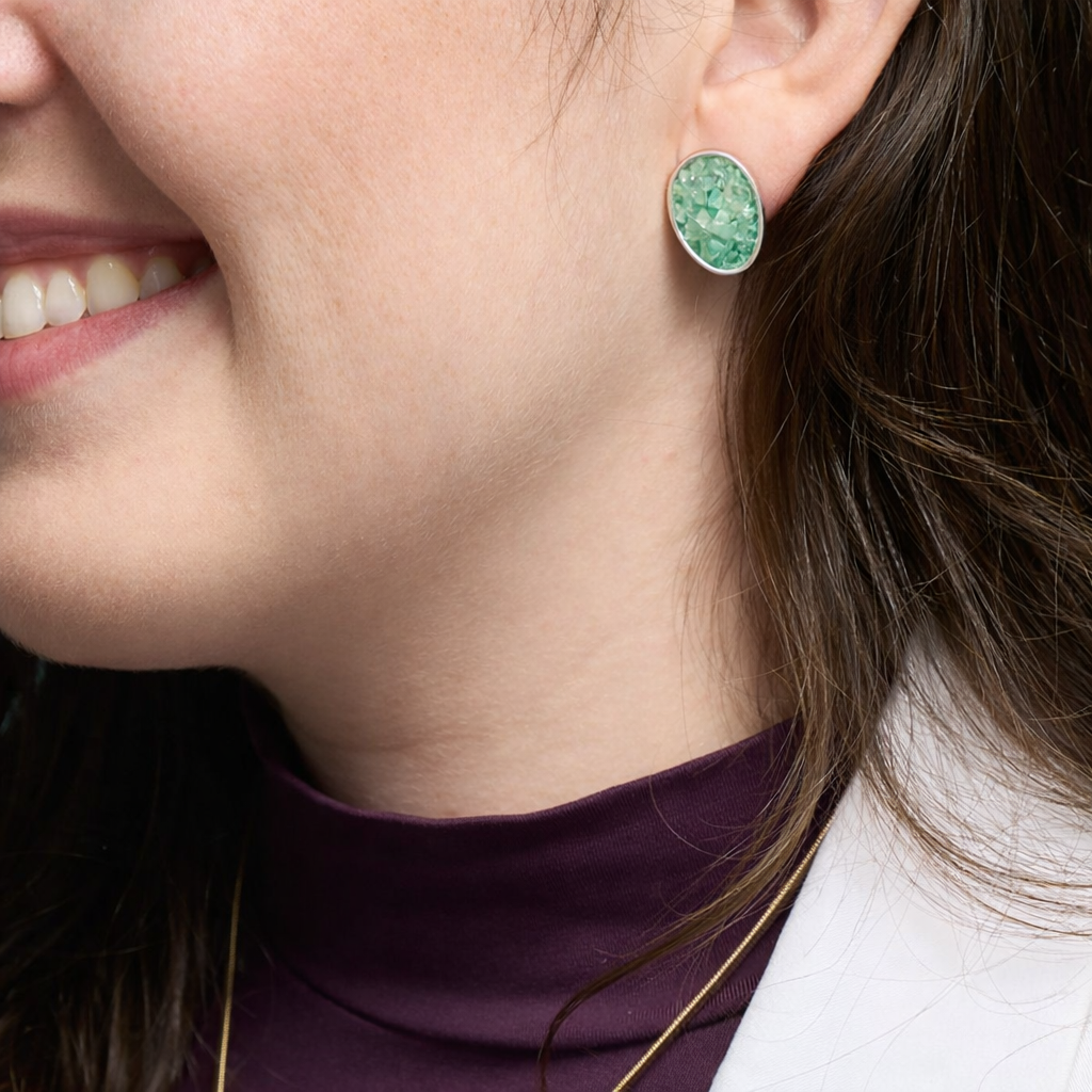 Brinco Inlay Banho de Rodio