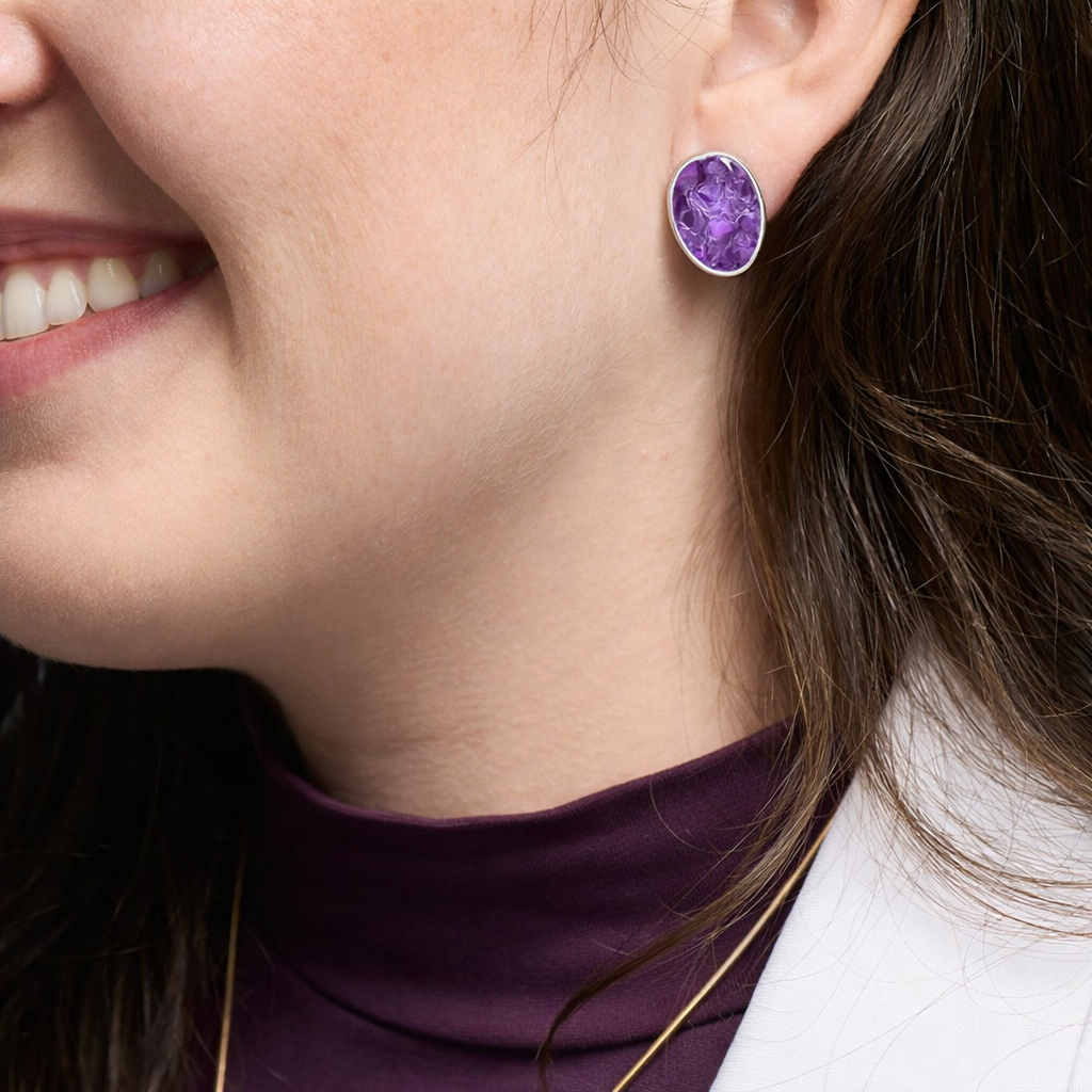 Brinco Inlay Banho de Rodio