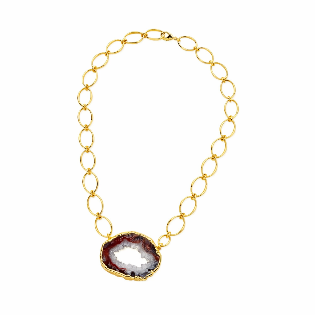 Colar Cura - Ágata natural Dourado