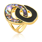 Anel Abalone e Obsidiana Ouro