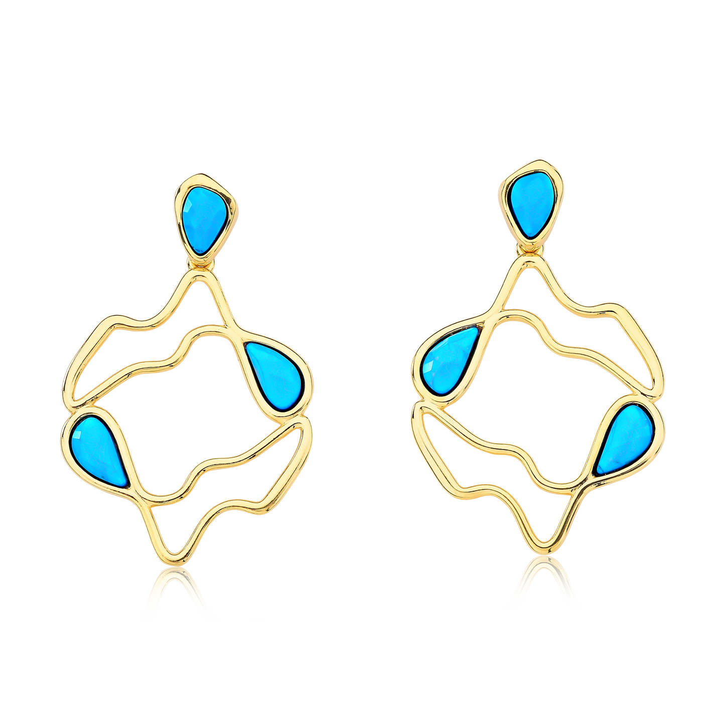 brinco hawlita turquesa ouro