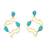 brinco hawlita turquesa ouro