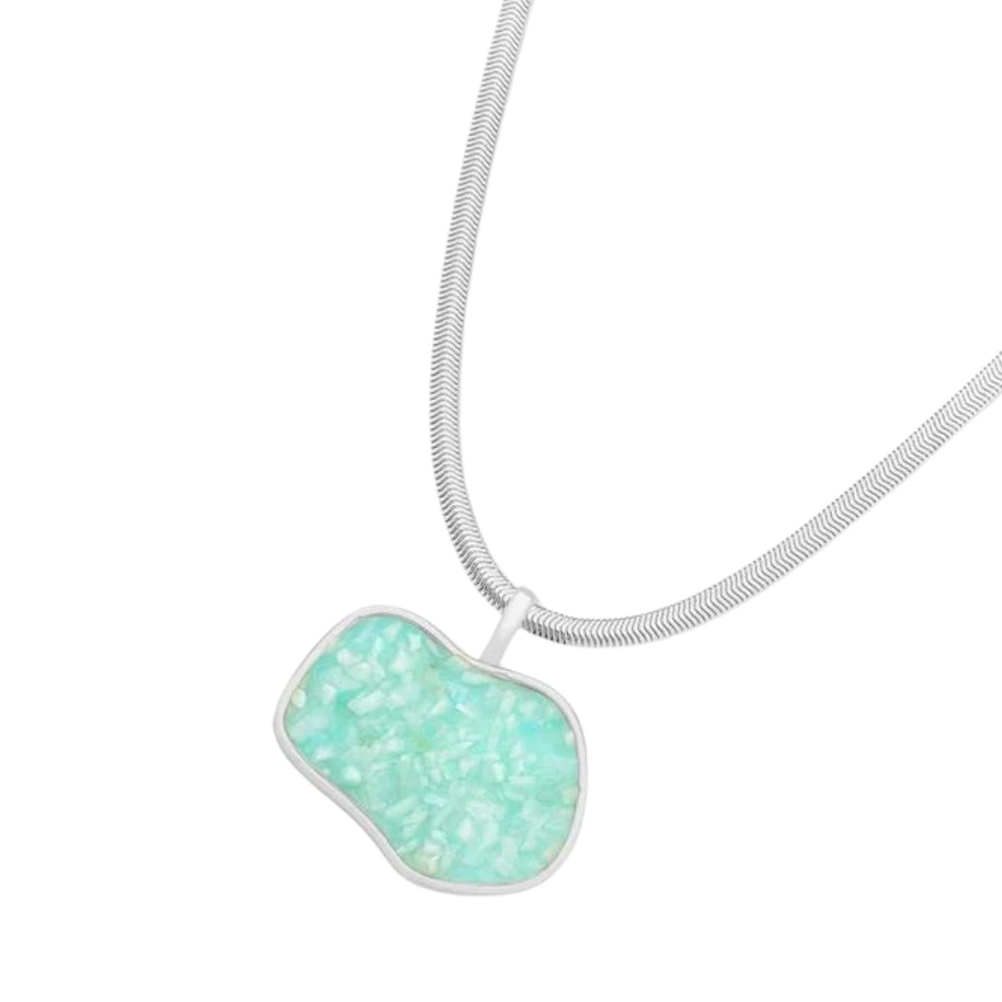 Colar Inlay Banho de Rodio