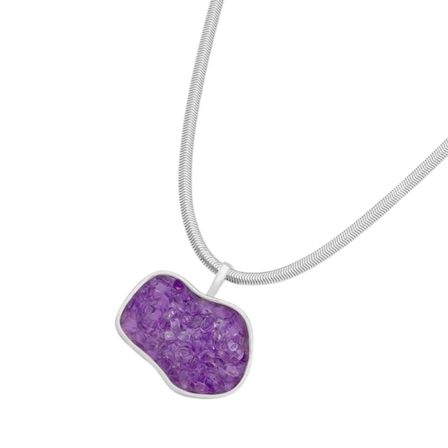 Colar Inlay Banho de Rodio