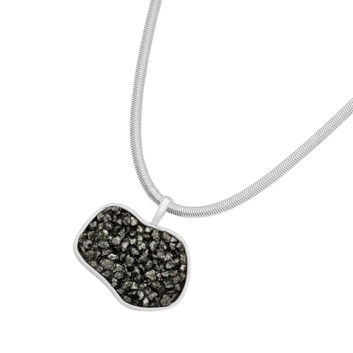 Colar Inlay Banho de Rodio