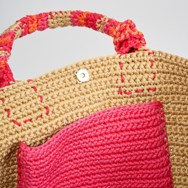 Bolsa de praia croche Laranja e Rosa