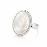 Anel madre perola oval prata 925 ajustavel