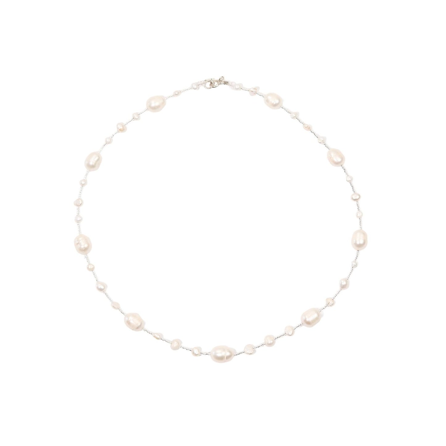 Chocker Pérola Barroca tamanhos variados Prata 925