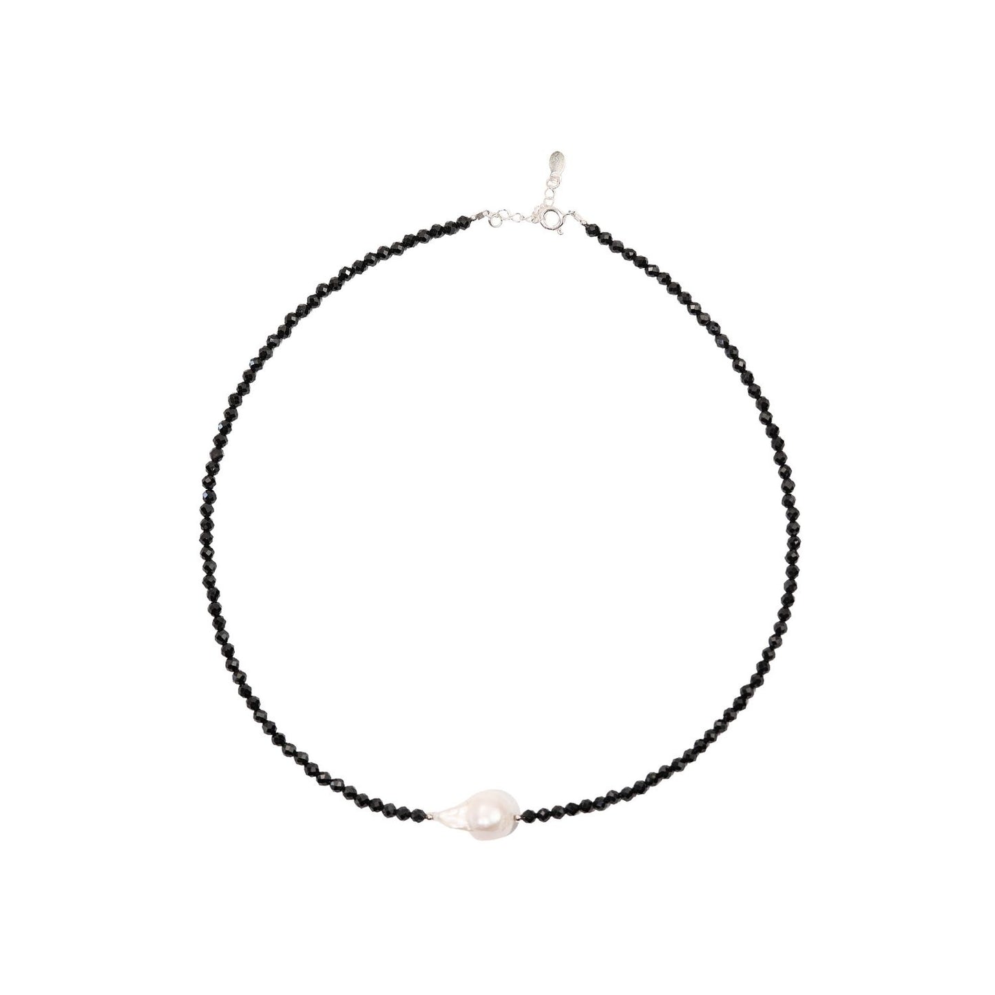 Colar Onix e Pérola Barroca Prata 925