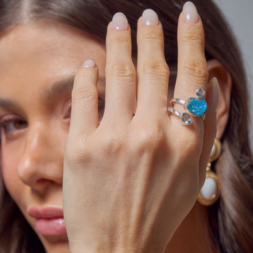 Anel topazio e apatita Prata 925