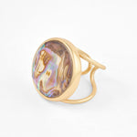 Anel ajustavel abalone banho de ouro 18k