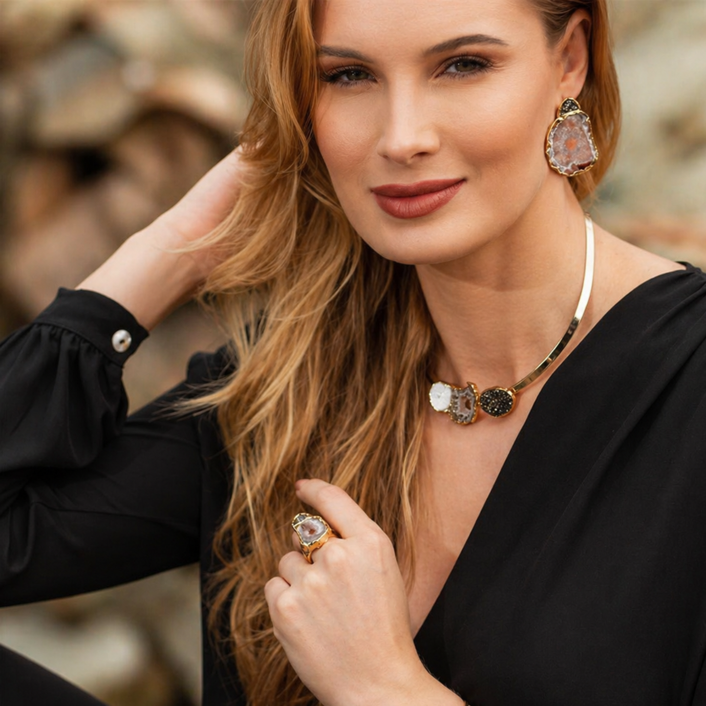 Choker Inlay Pedras Naturais