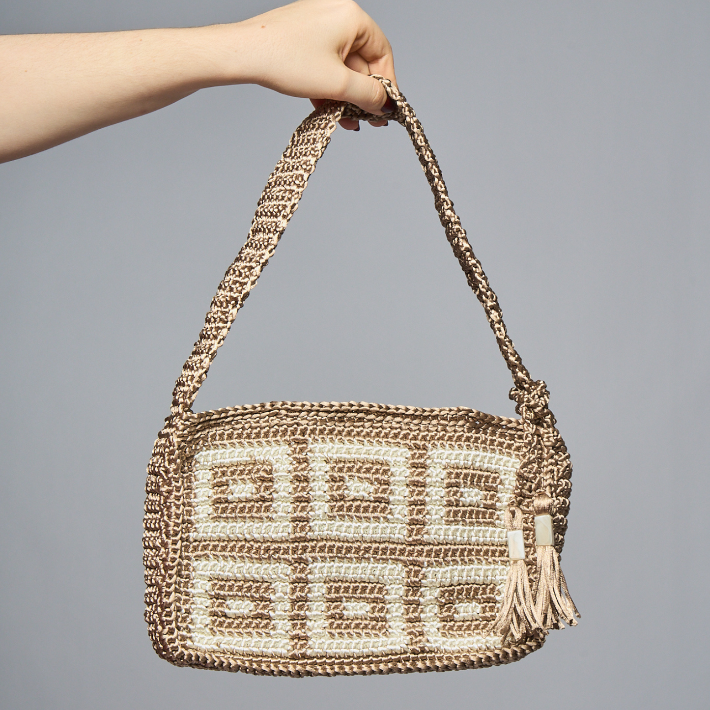 Bolsa Crochê cru e off white
