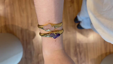 Bracelete Agata Roxa Ouro